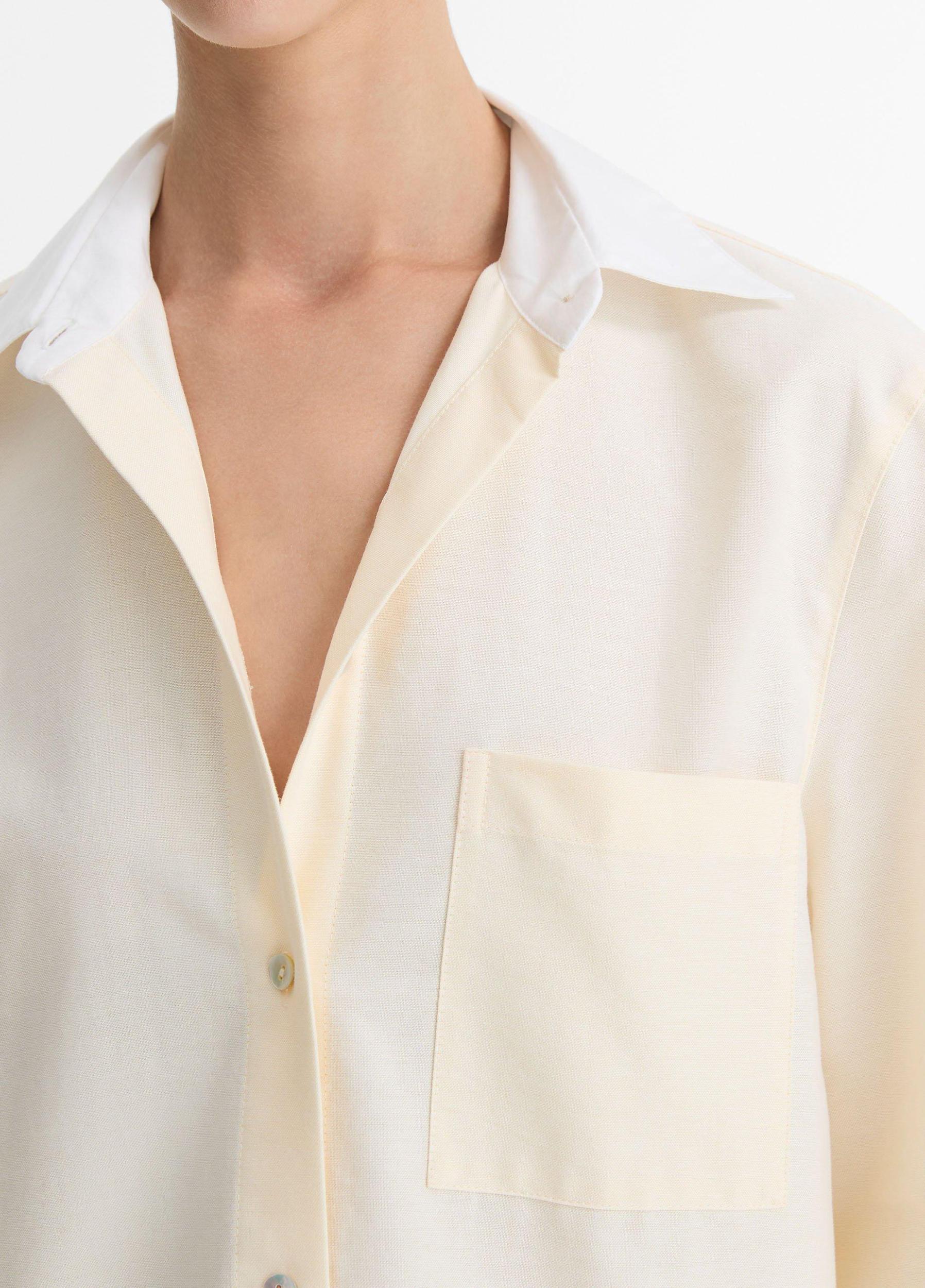 Wool & Cashmere-Blend Contrast-Collar Polo Sweater Product Image