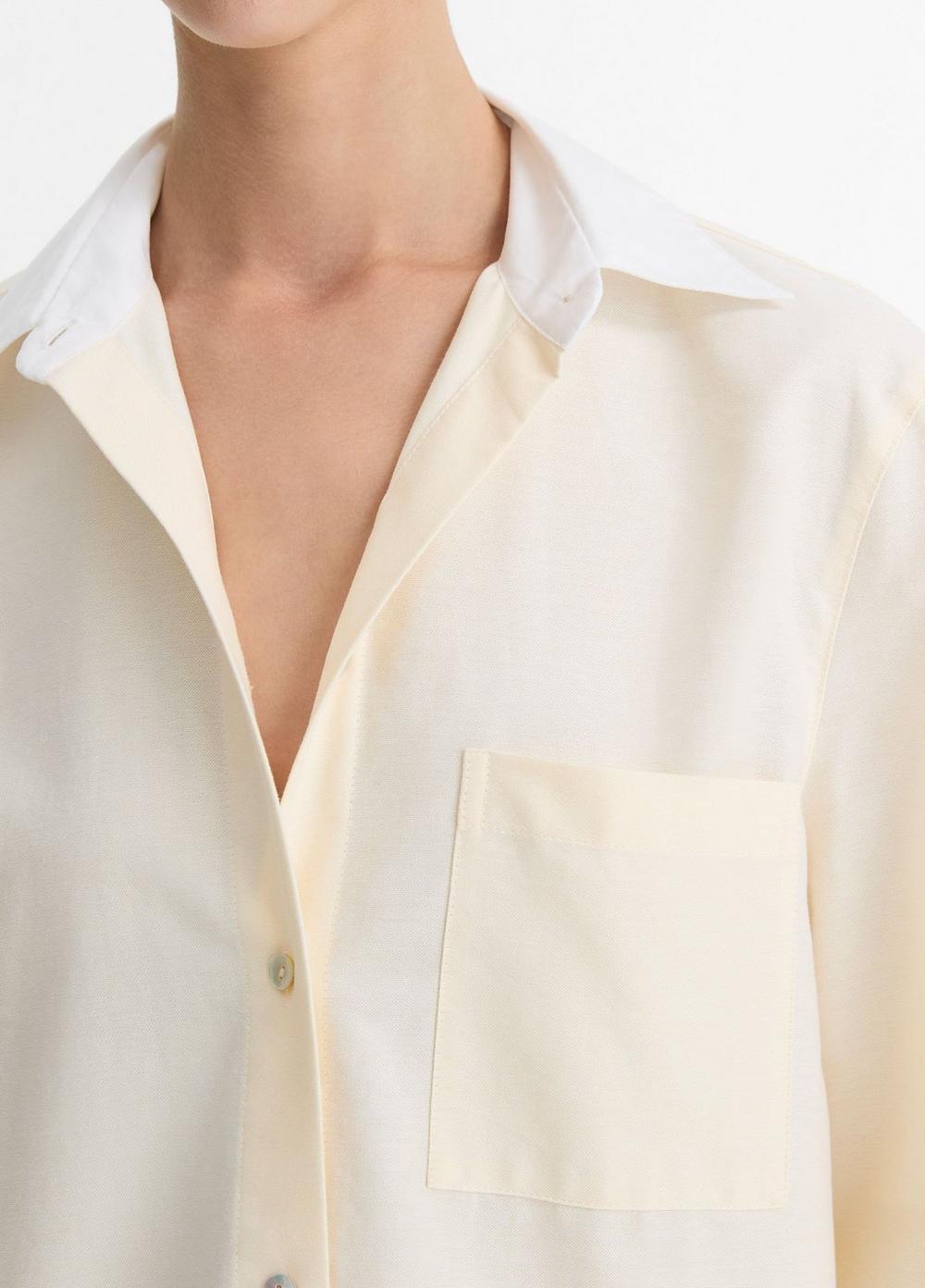 Wool & Cashmere-Blend Contrast-Collar Polo Sweater Product Image