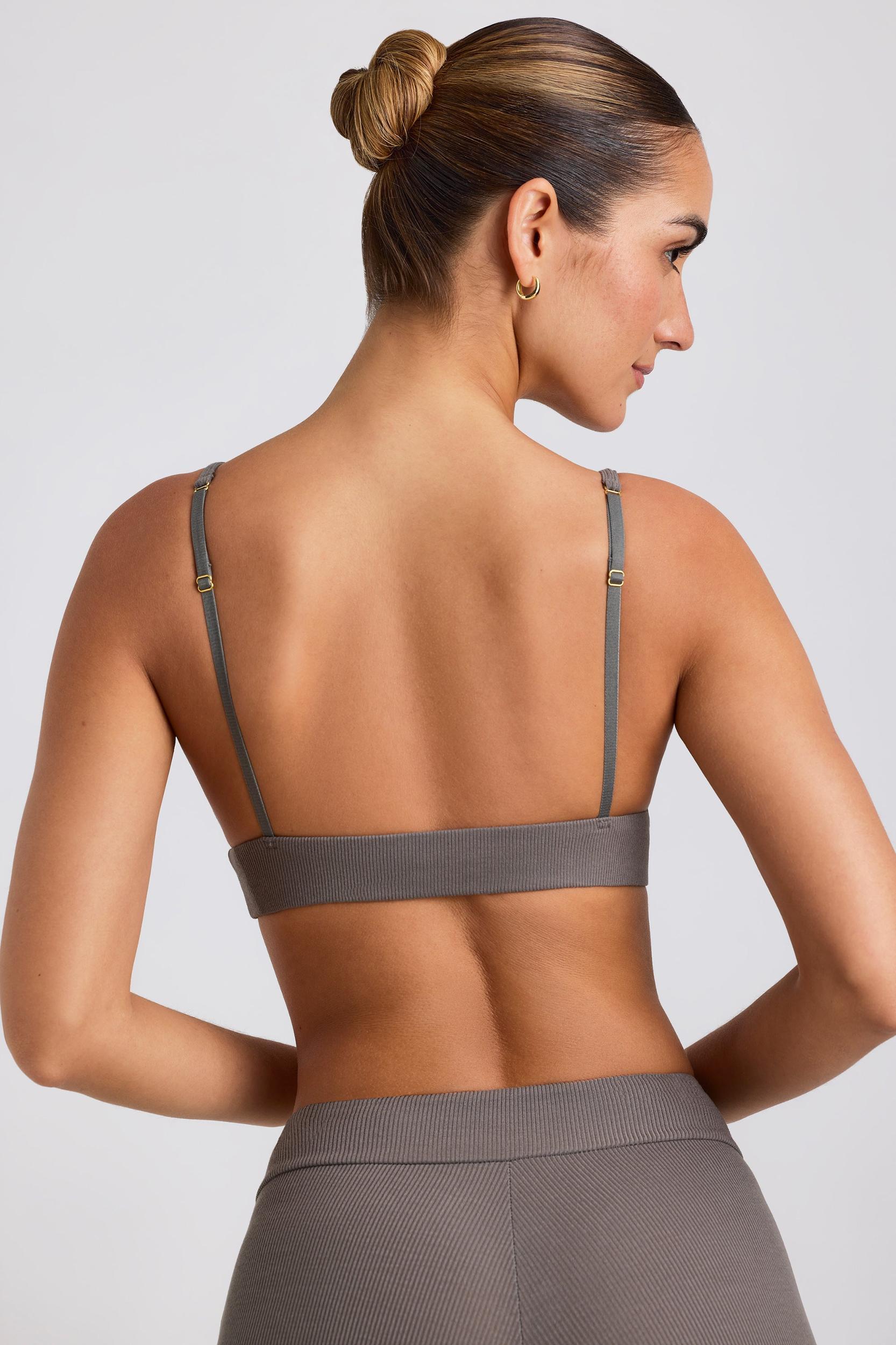 Ribbed Modal Triangle Bralette in Grey Product Image