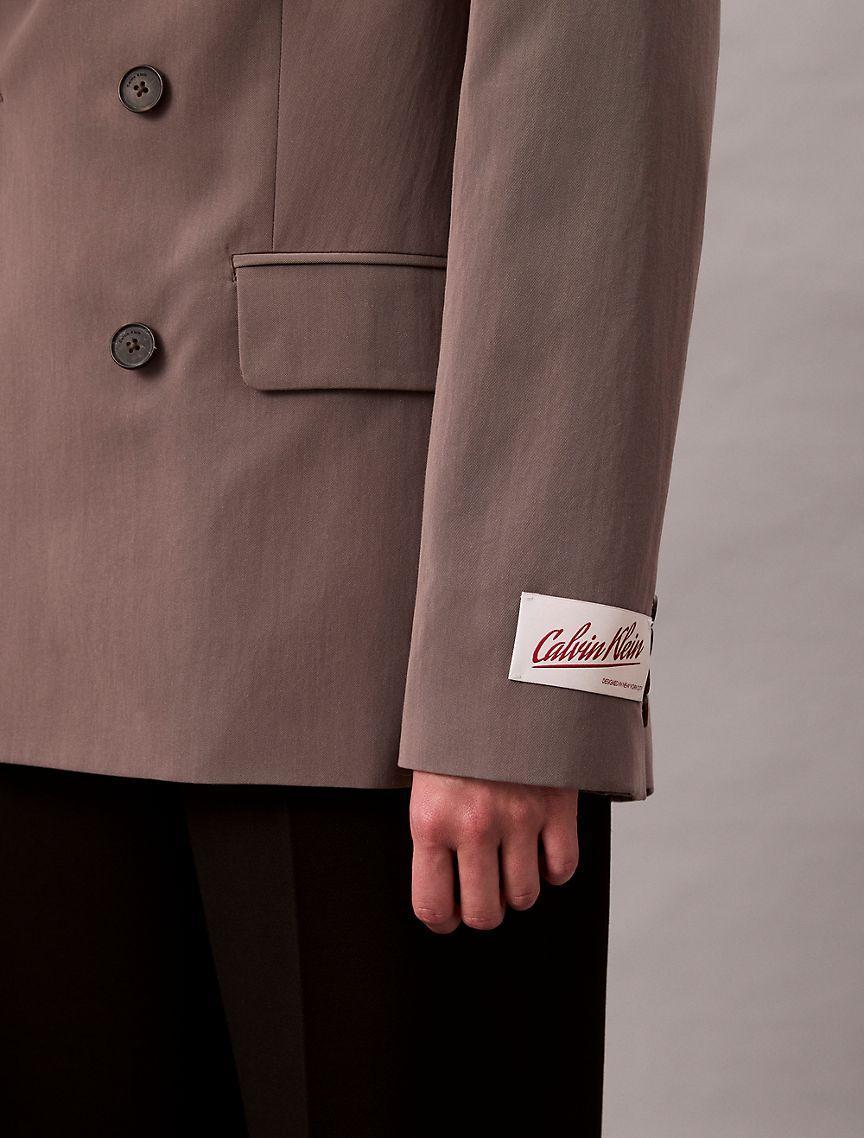 Double-Breasted Wool Gabardine Blend Blazer Product Image