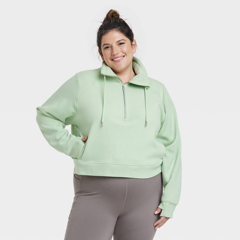 Womens Fleece Half Zip Pullover - All In Motion Fern 4X Product Image