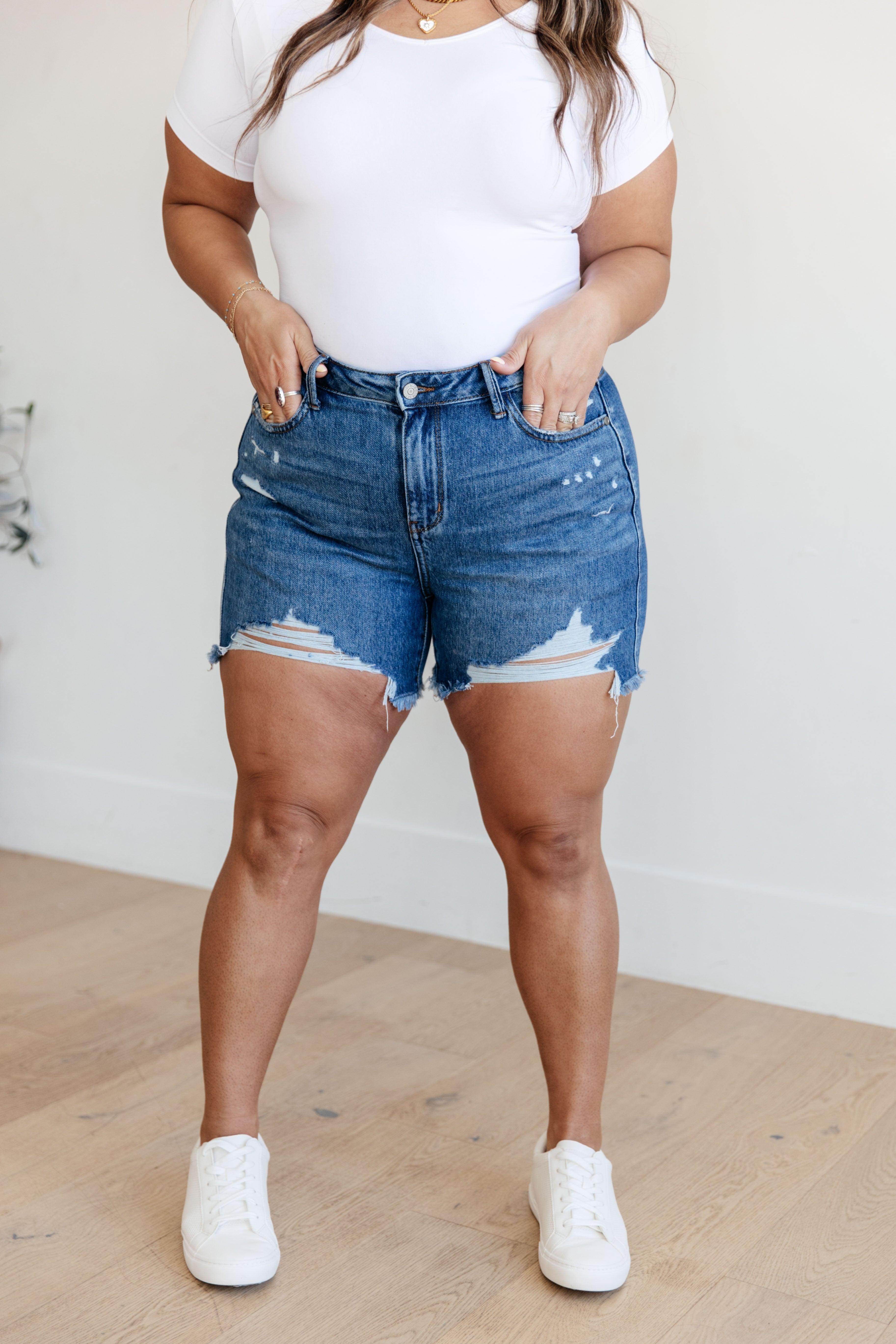 Samantha Hi-ise Rigid Magic Distressed Cutoff Judy Blue Shorts - ONLINE EXCLUSIVE! Product Image