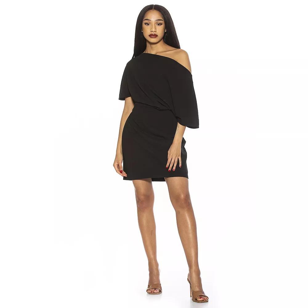 Women's ALEXIA ADMOR Draped Shoulder Mini A-Line Dress,  Product Image