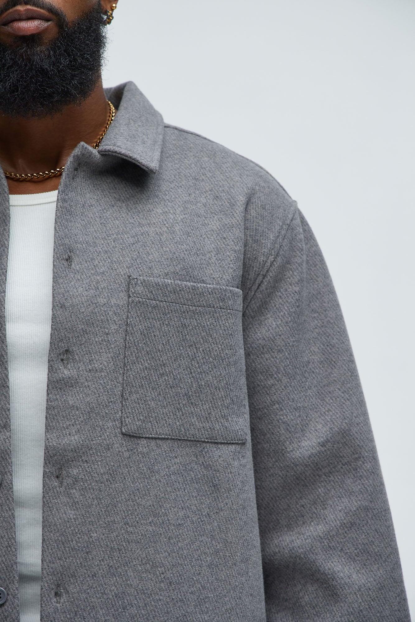 Talbot Wool Like Button Up Shirt - Grey Product Image