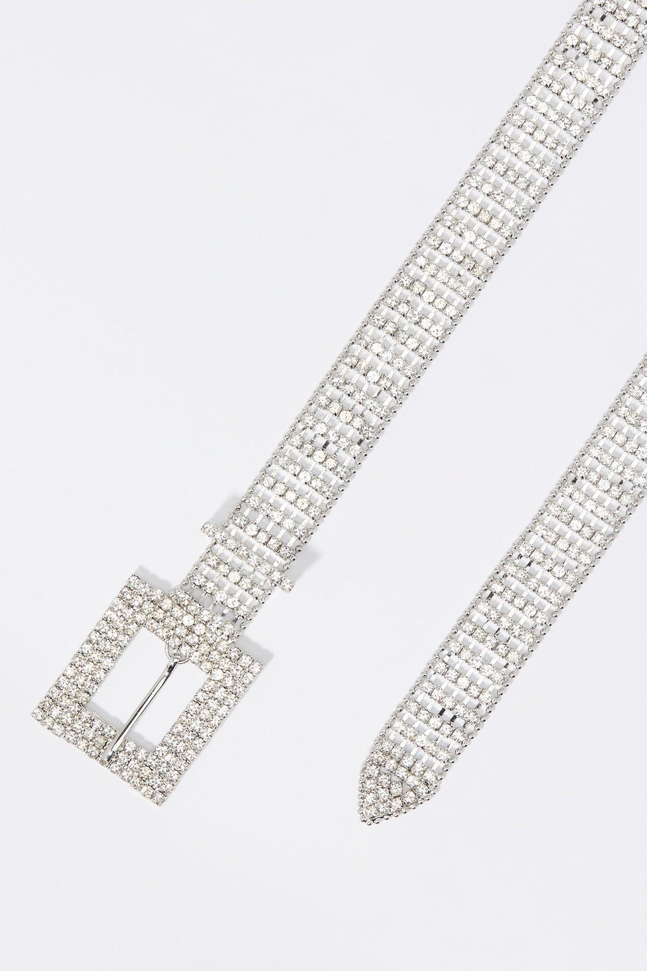 Rhinestone Square Buckle Belt Female Product Image