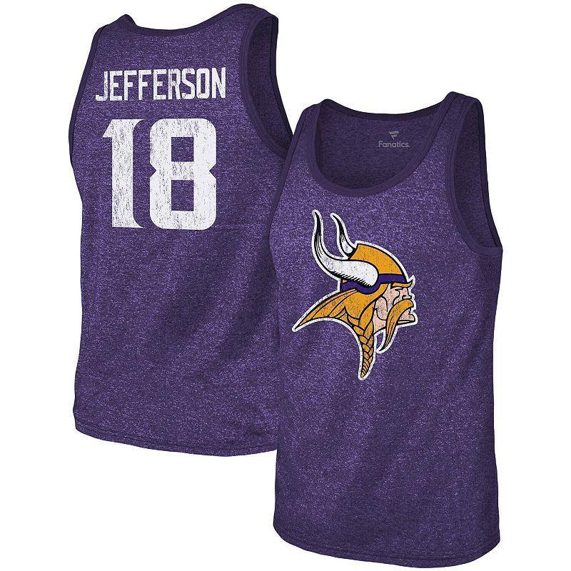 Men's Majestic Threads Justin Jefferson Purple Minnesota Vikings Name & Number Tri-Blend Tank Top, Size: 2XL Product Image