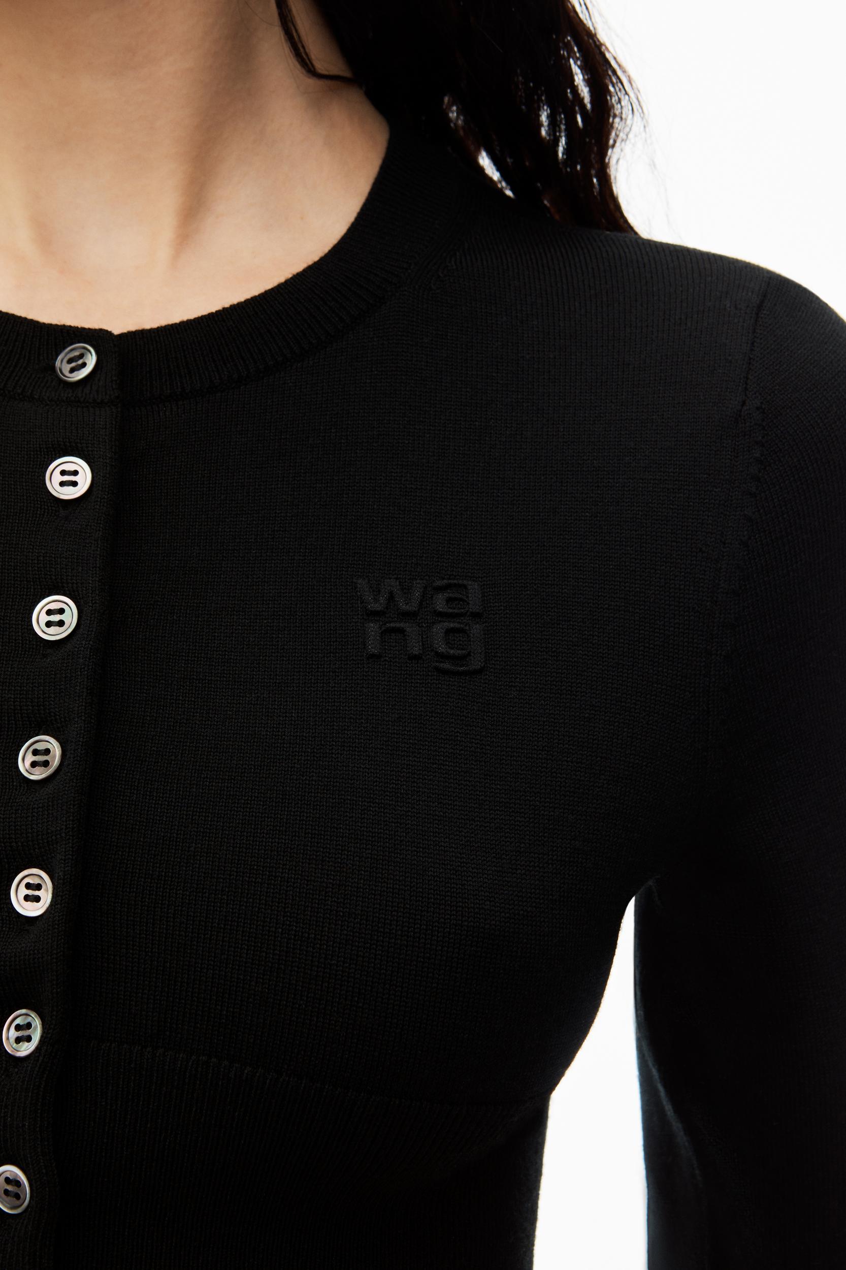 Logo Embossed Shrunken Cardigan In Superfine Merino Wool Product Image