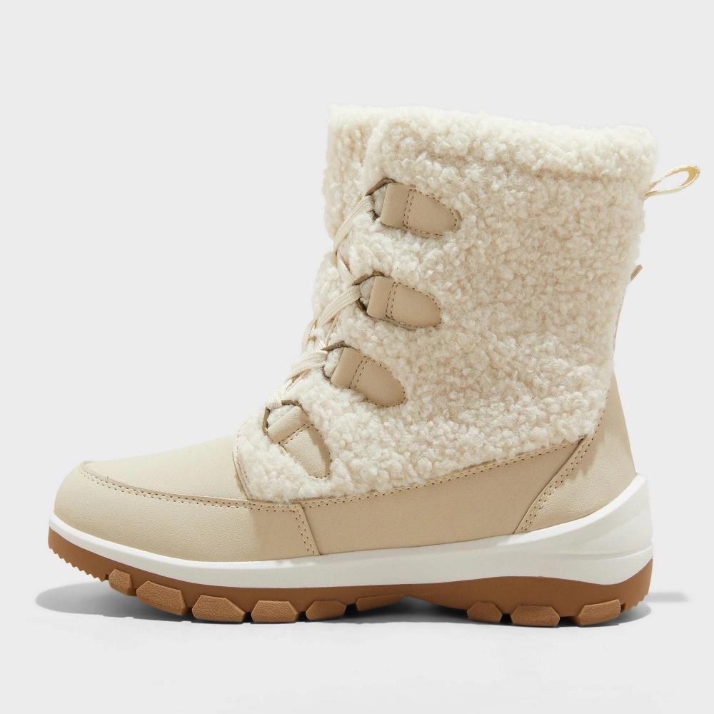 Womens Corie Shearling Hiker Winter Boots - Universal Thread Cream 11 Product Image