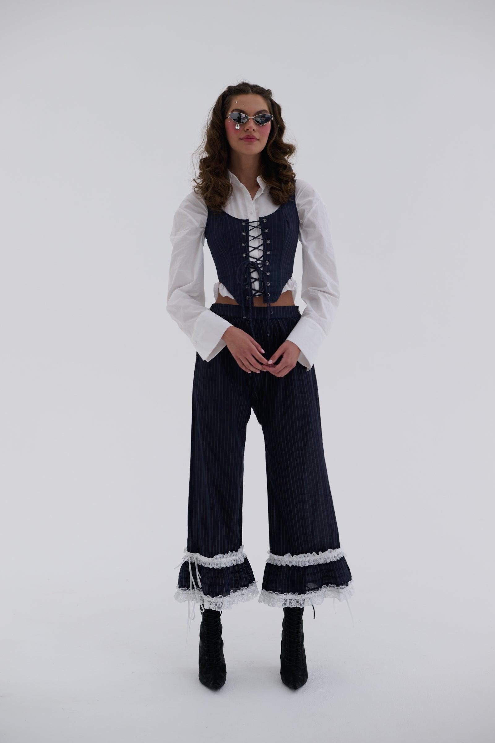 The Pinstripe Duchess Corset Product Image