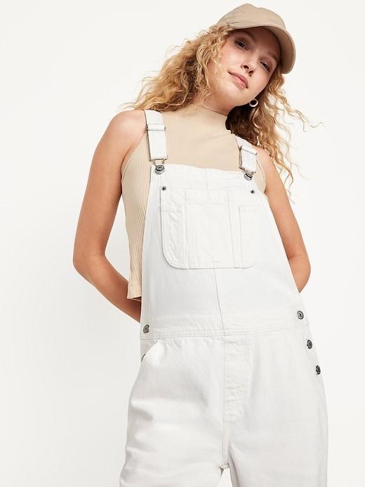 Baggy Wide-Leg Jean Overalls Product Image