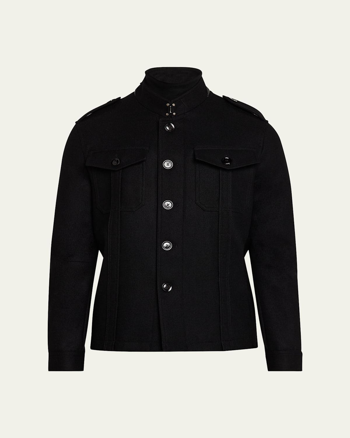 Mens Wool Stand-Collar Overshirt Product Image