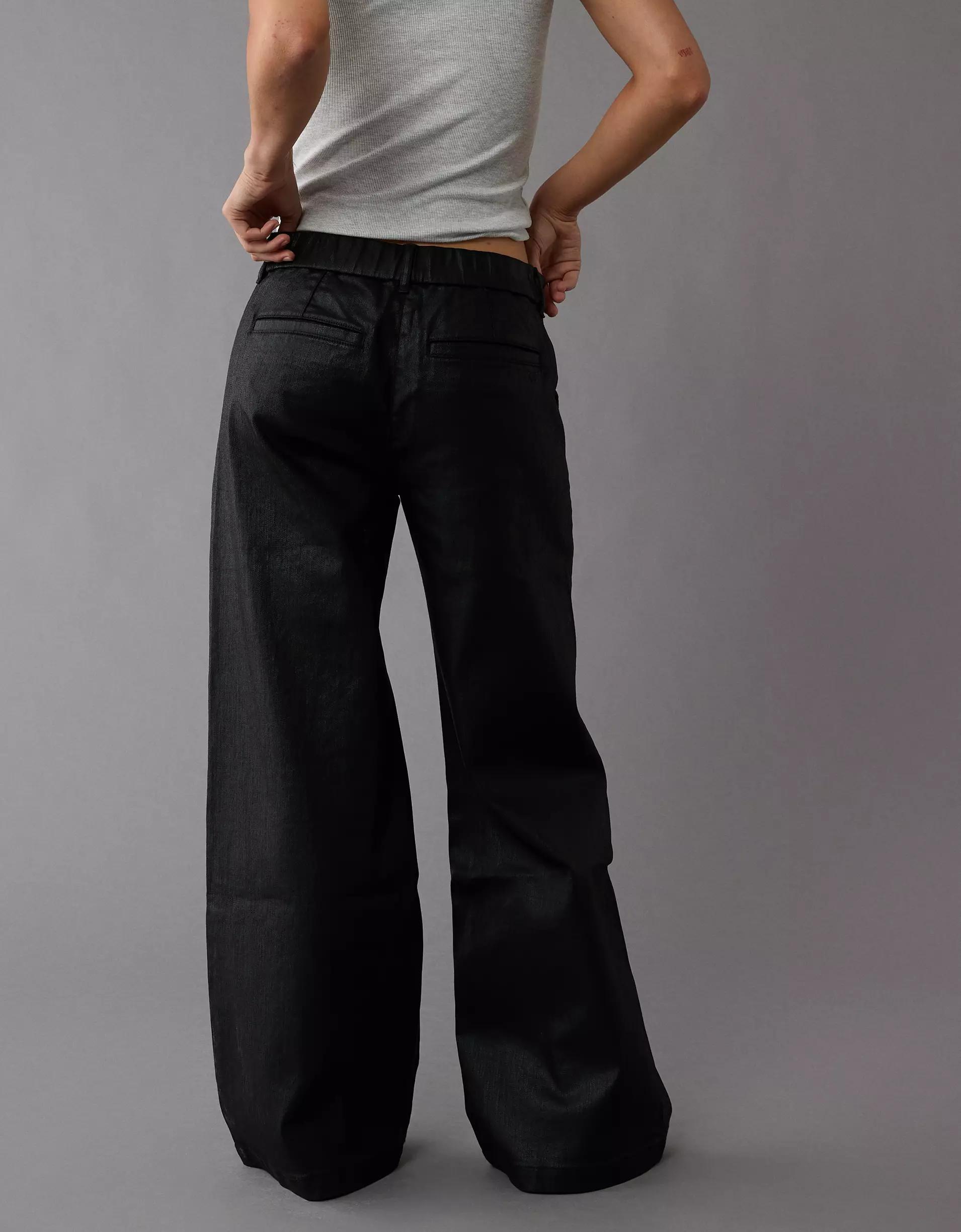 AE Stretch High-Waisted Ultra Wide-Leg Coated Trouser Jean Product Image