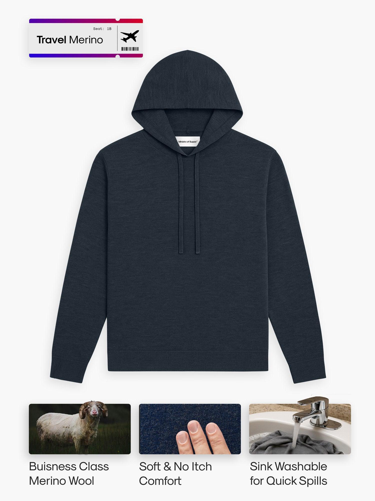 Men's Travel Merino Hoodie - Merlot Product Image