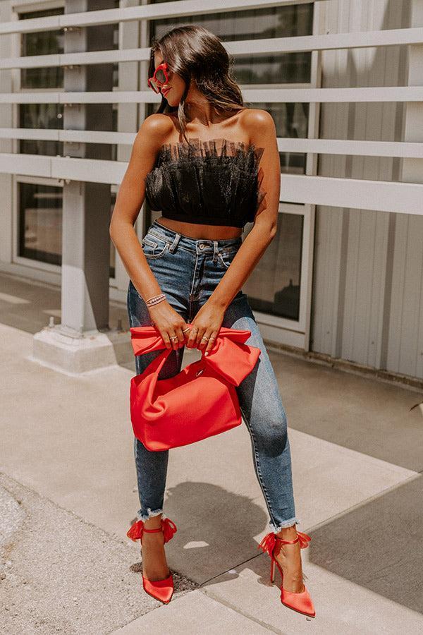 Out Past Midnight Tulle Crop Top In Black Product Image