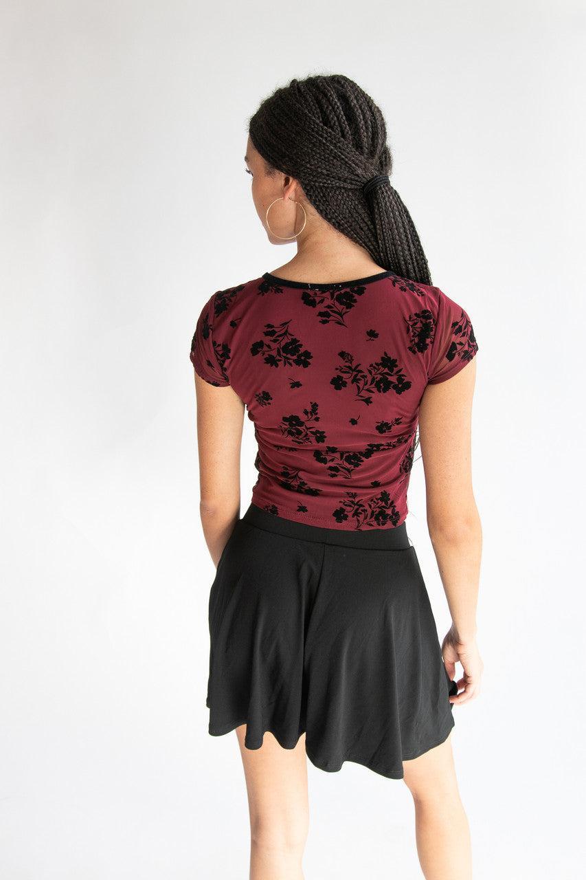 Velvet Floral Mesh Top Product Image