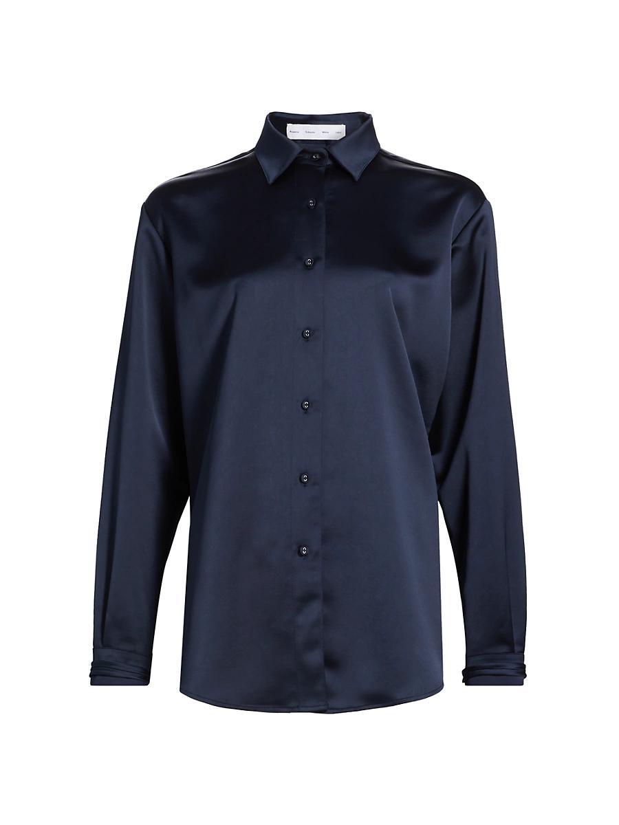Womens Raven Satin Long-Sleeve Shirt Product Image