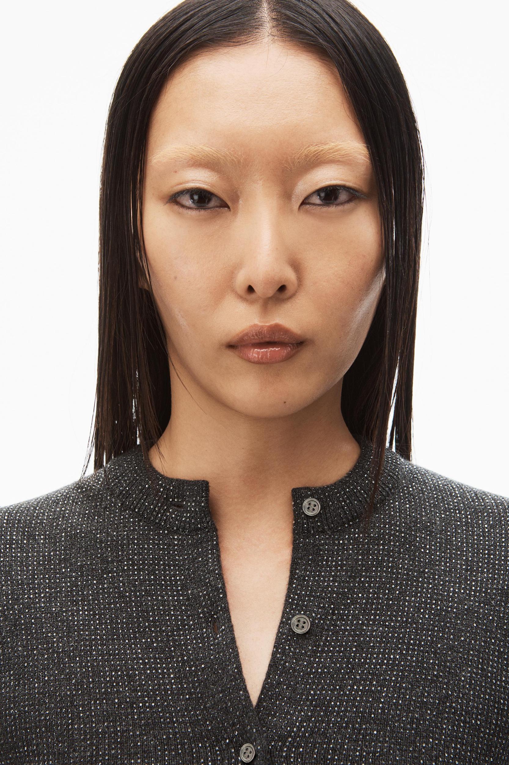 Crystal Hotfix Shrunken Cardigan In Wool Product Image