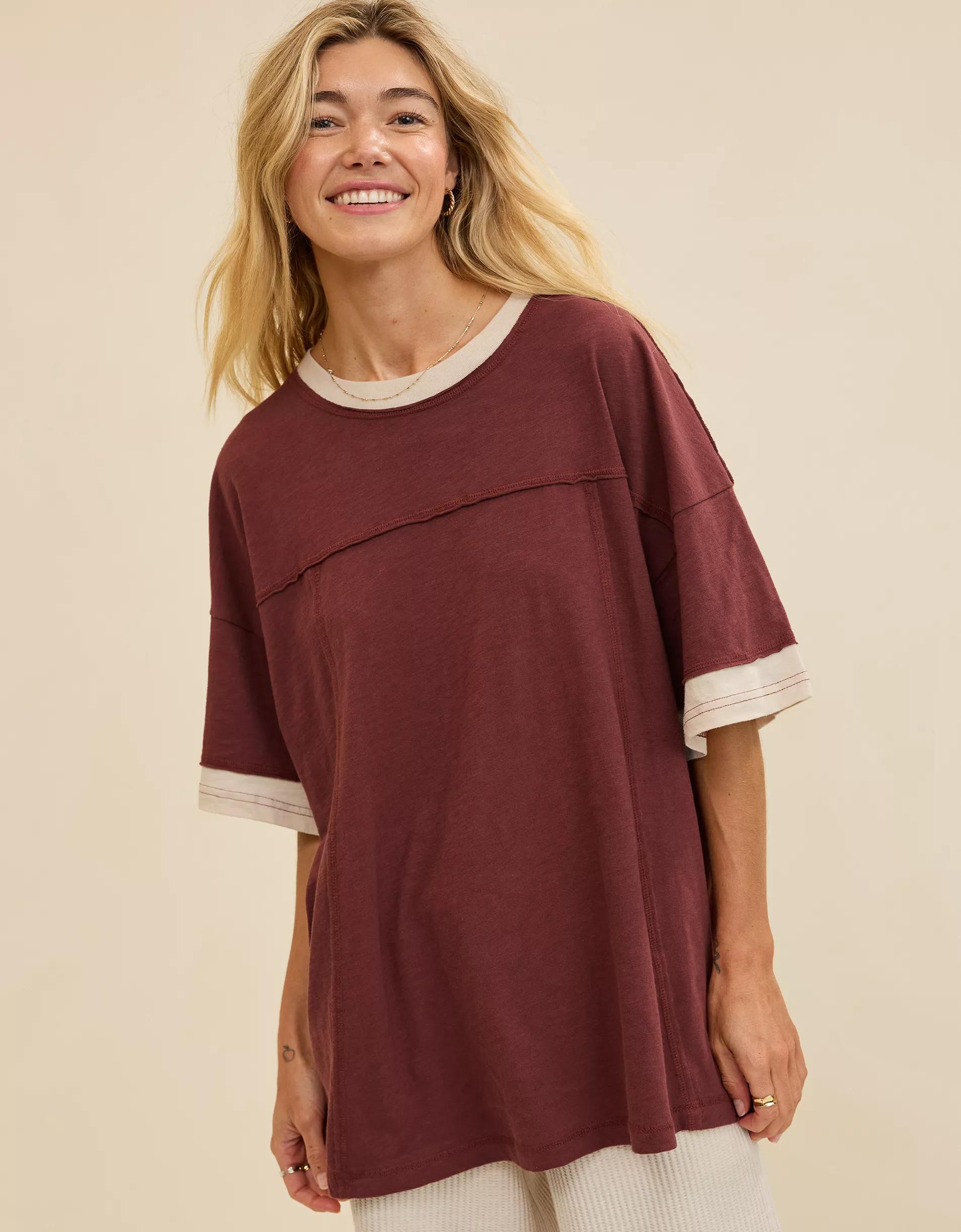 Aerie Crew Oversized Boyfriend T-Shirt Product Image