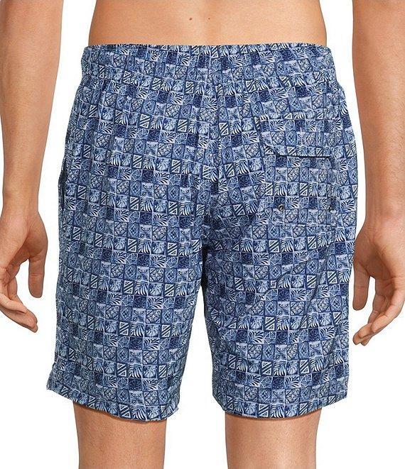 Caribbean Big & Tall Batik Geo 8#double; Inseam Swim Trunks Product Image