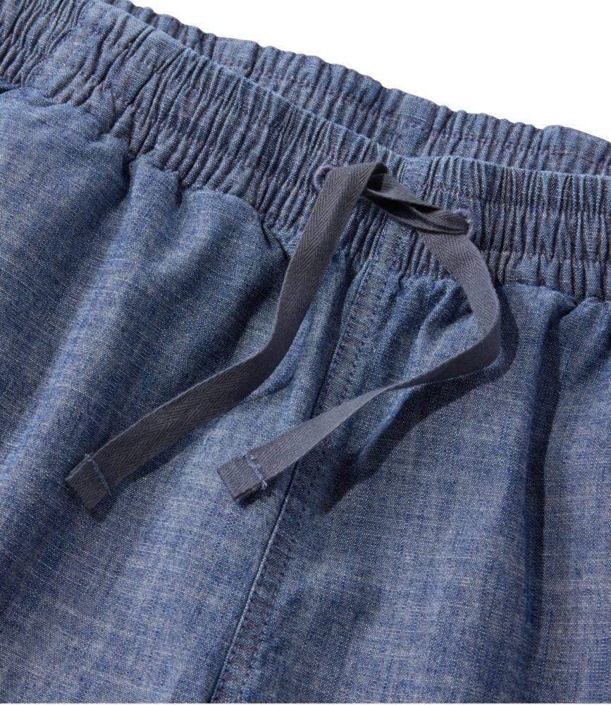 Women's Lakewashed Pull-On Chinos, Mid-Rise Wide-Leg Crop Chambray Product Image