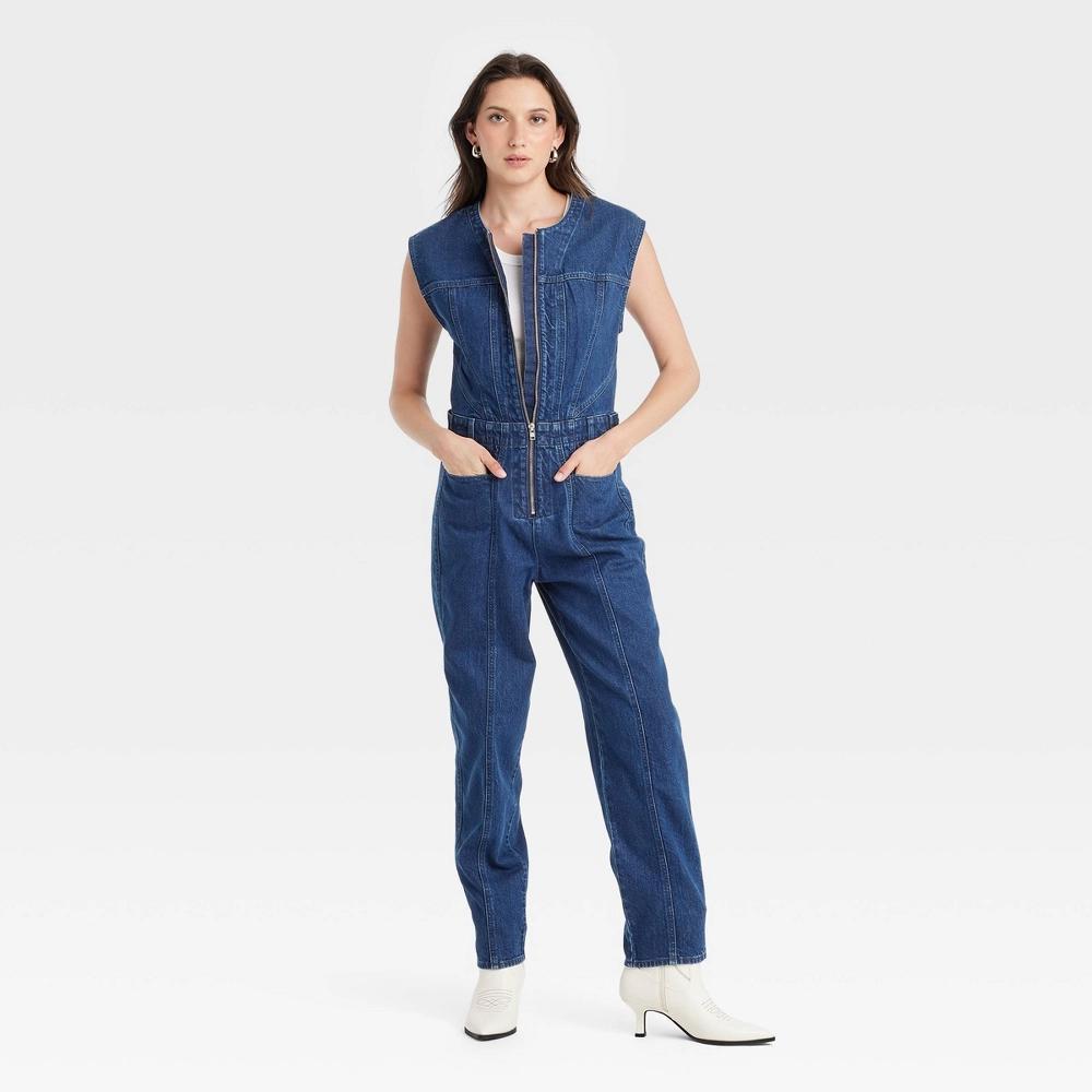 Womens Tailored Jumpsuit - Universal Thread Dark Wash 00 Product Image