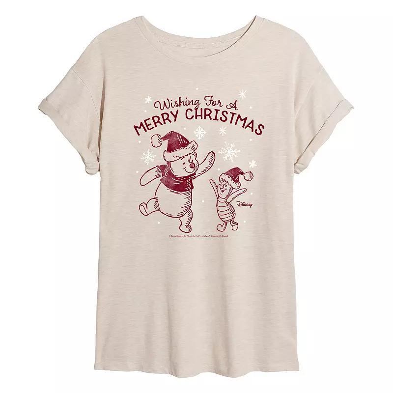 Disneys Winnie The Pooh Womens Merry Christmas Tee, Girls Product Image