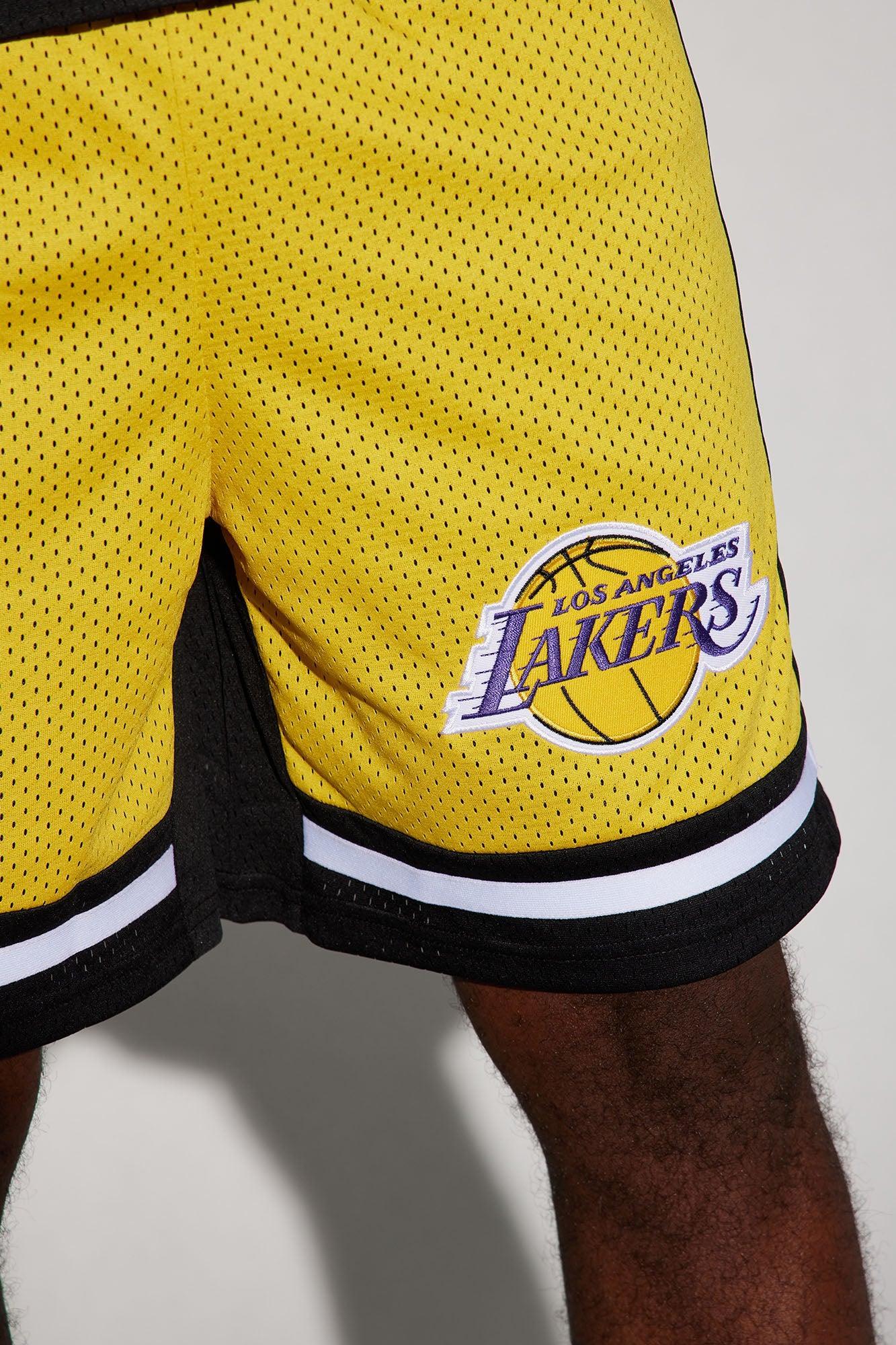 Lakers Behind The Back Mesh Shorts - Black/Yellow Product Image