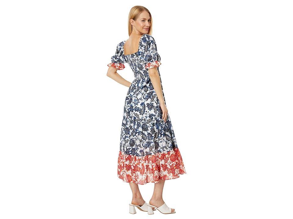 Tommy Hilfiger Puff Sleeve Floral Maxi Dress (Sky Captain/Multi) Women's Dress Product Image