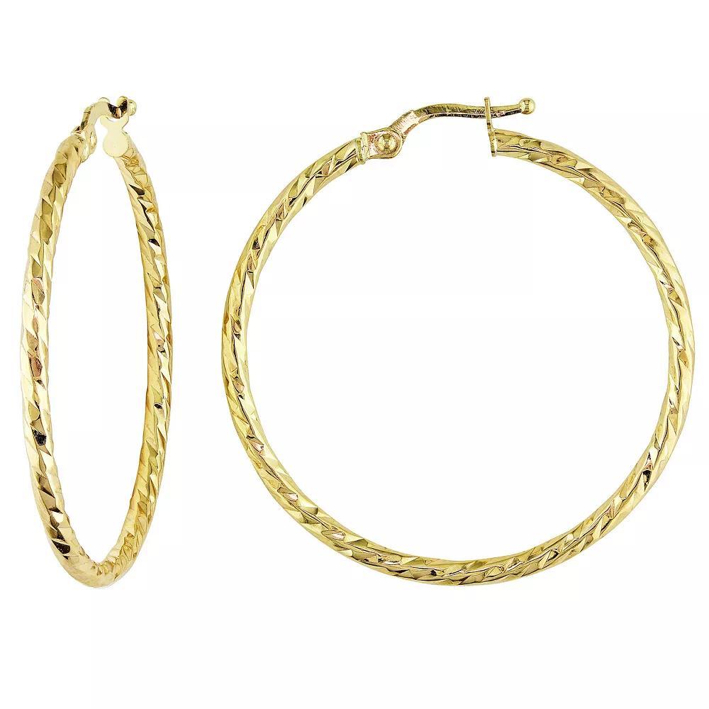 Stella Grace 10k Gold Diamond-Cut Hoop Earrings, Women's Product Image