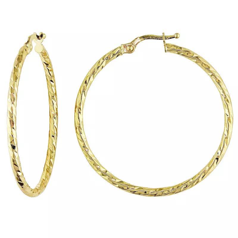 Stella Grace 10k Gold Diamond-Cut Hoop Earrings, Women's Product Image
