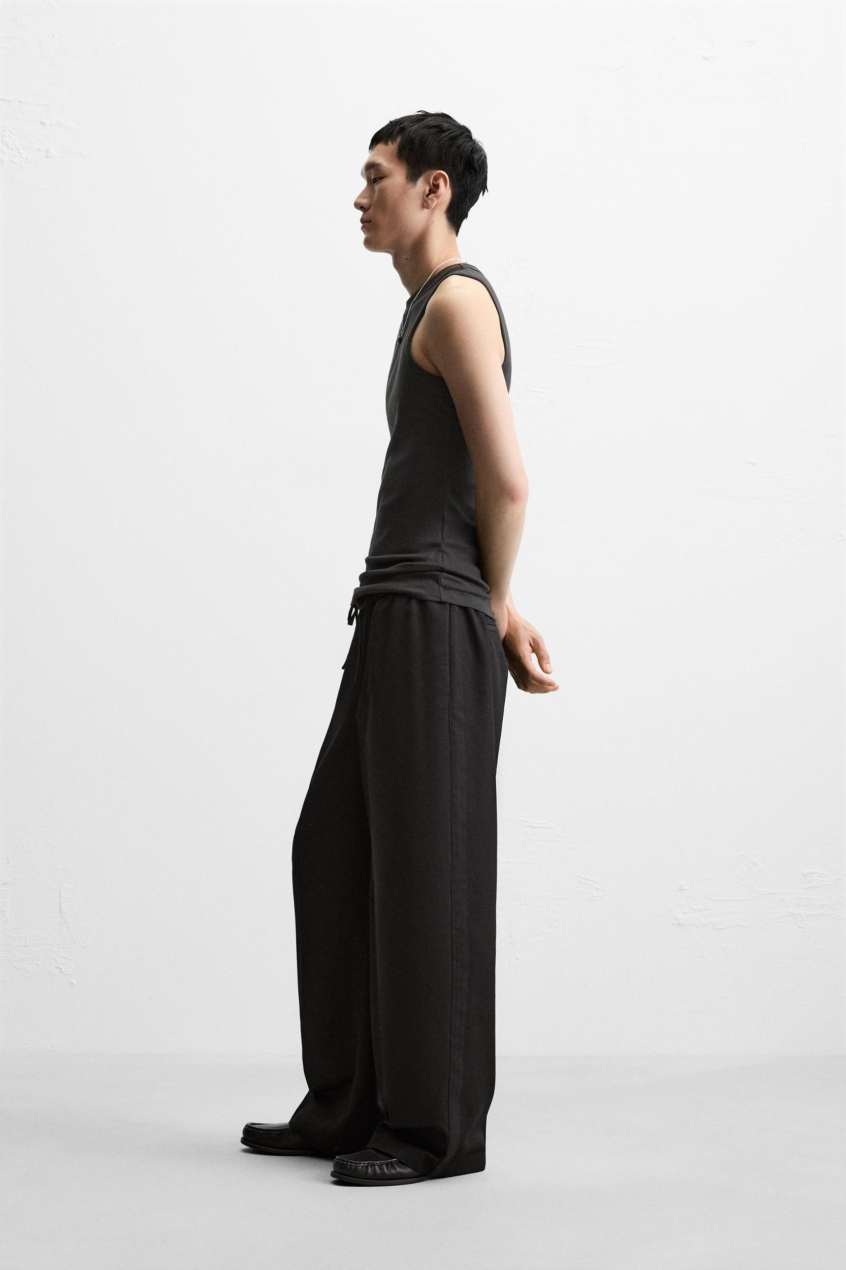 RELAXED FIT PANTS WITH STRIPE Product Image