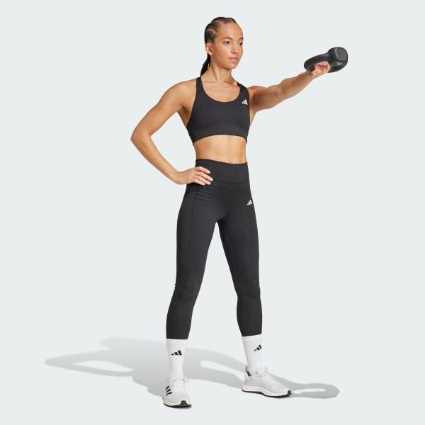 adidas Powerimpact Rib Medium Support Training Bra Black M A-B Womens Product Image