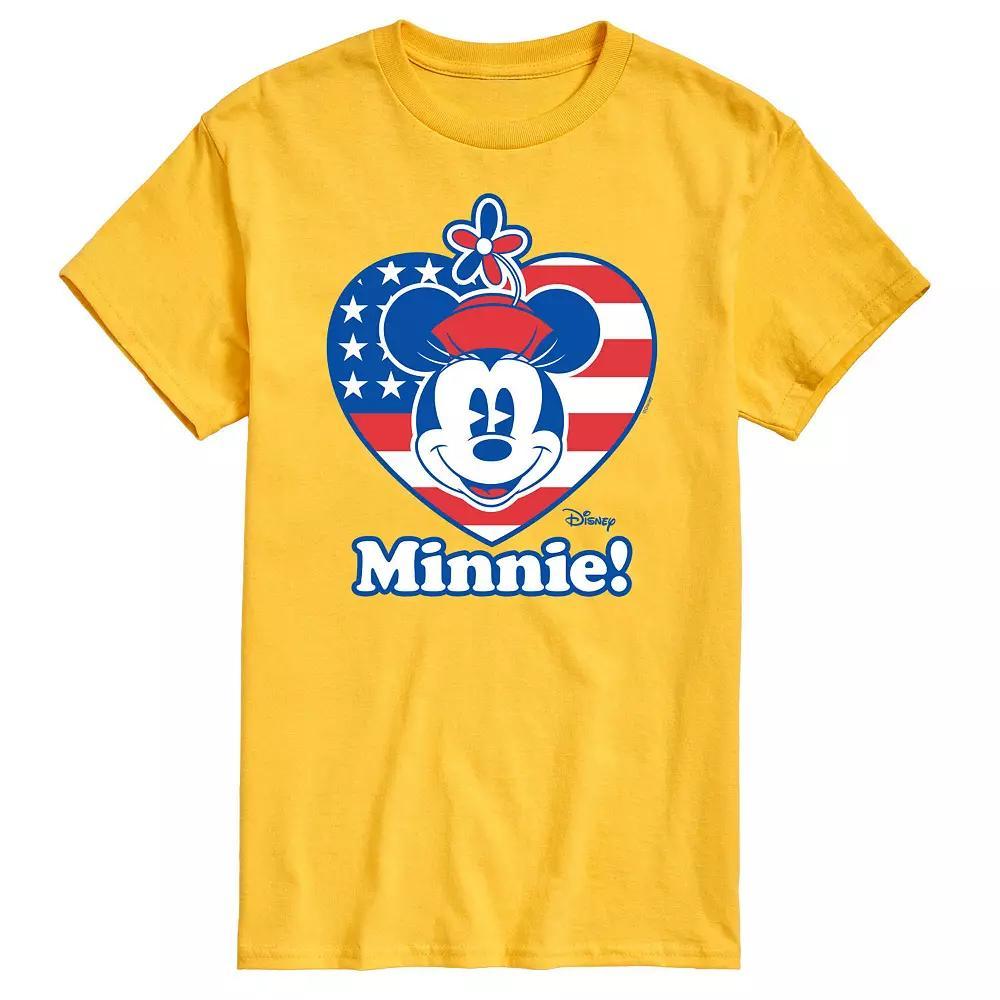 Disney's Minnie Mouse Men's Flag Heart Graphic Tee, Size: Large, Yellow Product Image