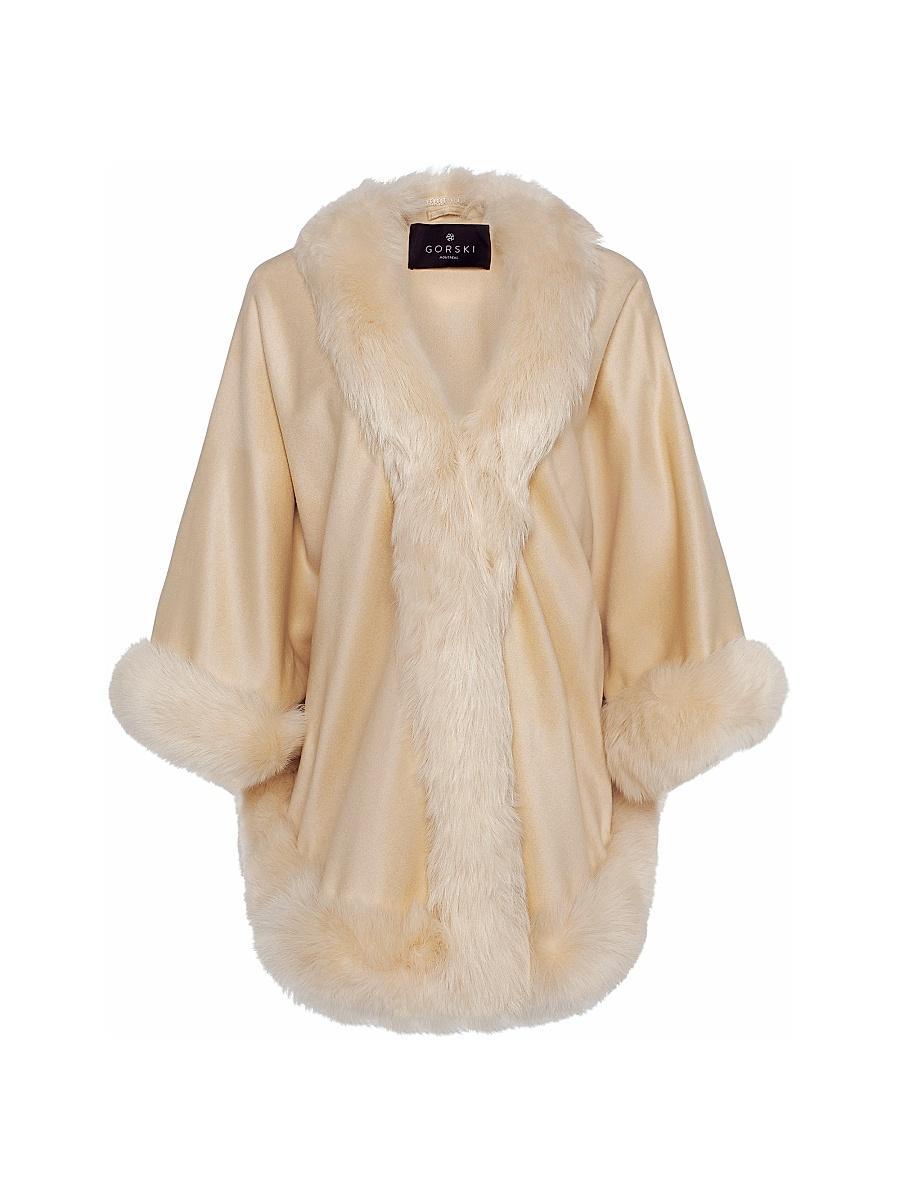 Womens Select Cashmere Capelet with Toscana Shearling Lamb Trim Product Image