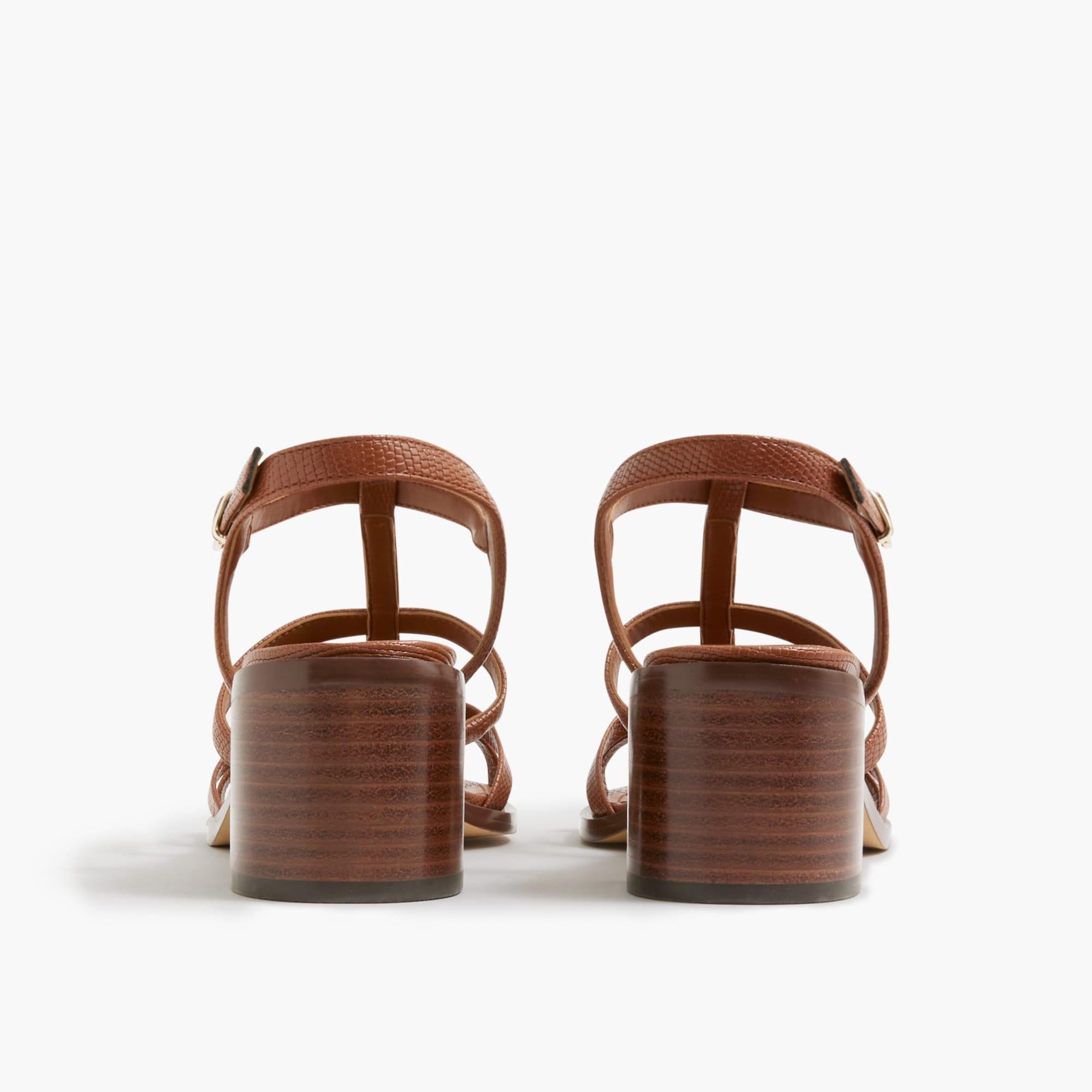 Textured T-strap heeled sandals Product Image