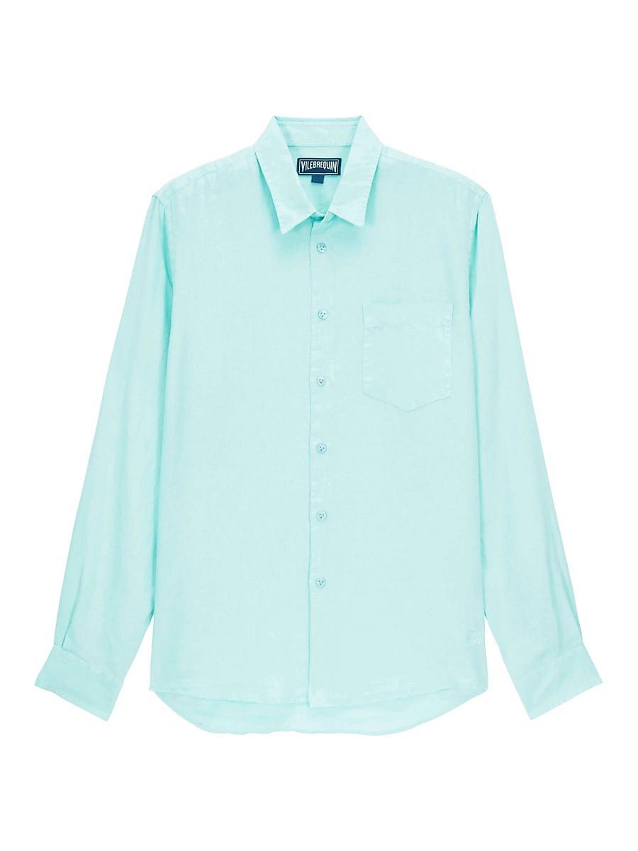 Mens Caroubis Solid Linen Sport Shirt Product Image