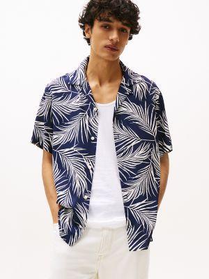 Regular Fit Tropic Leaf Print Camp Shirt Product Image