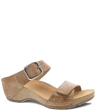 Dansko Tanya Burnished Leather Buckle Wedge Sandals Product Image