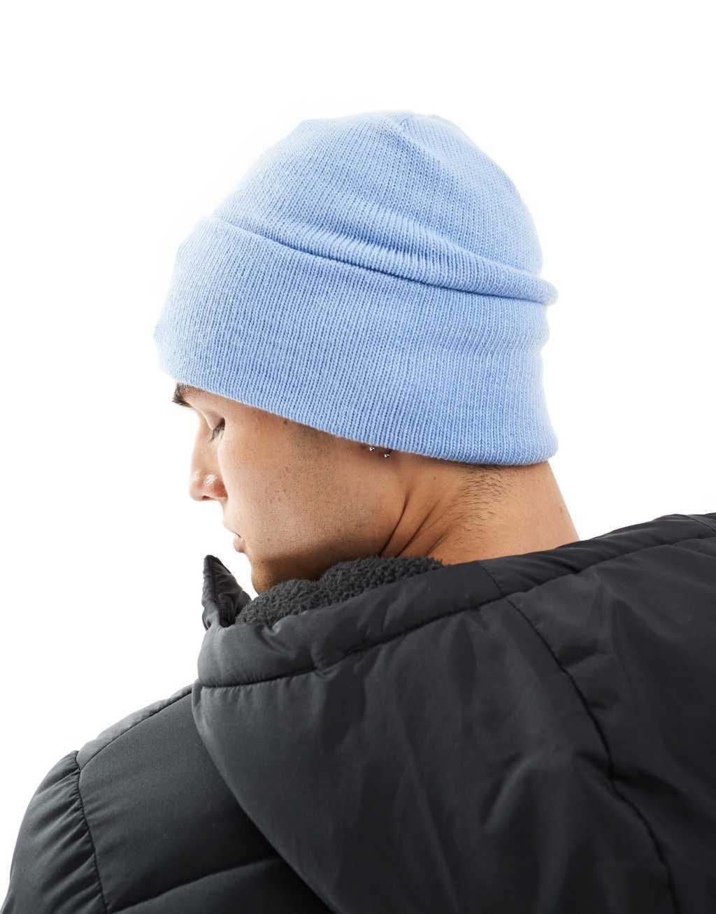 The North Face Big Box cuffed beanie in cornflower blue Product Image