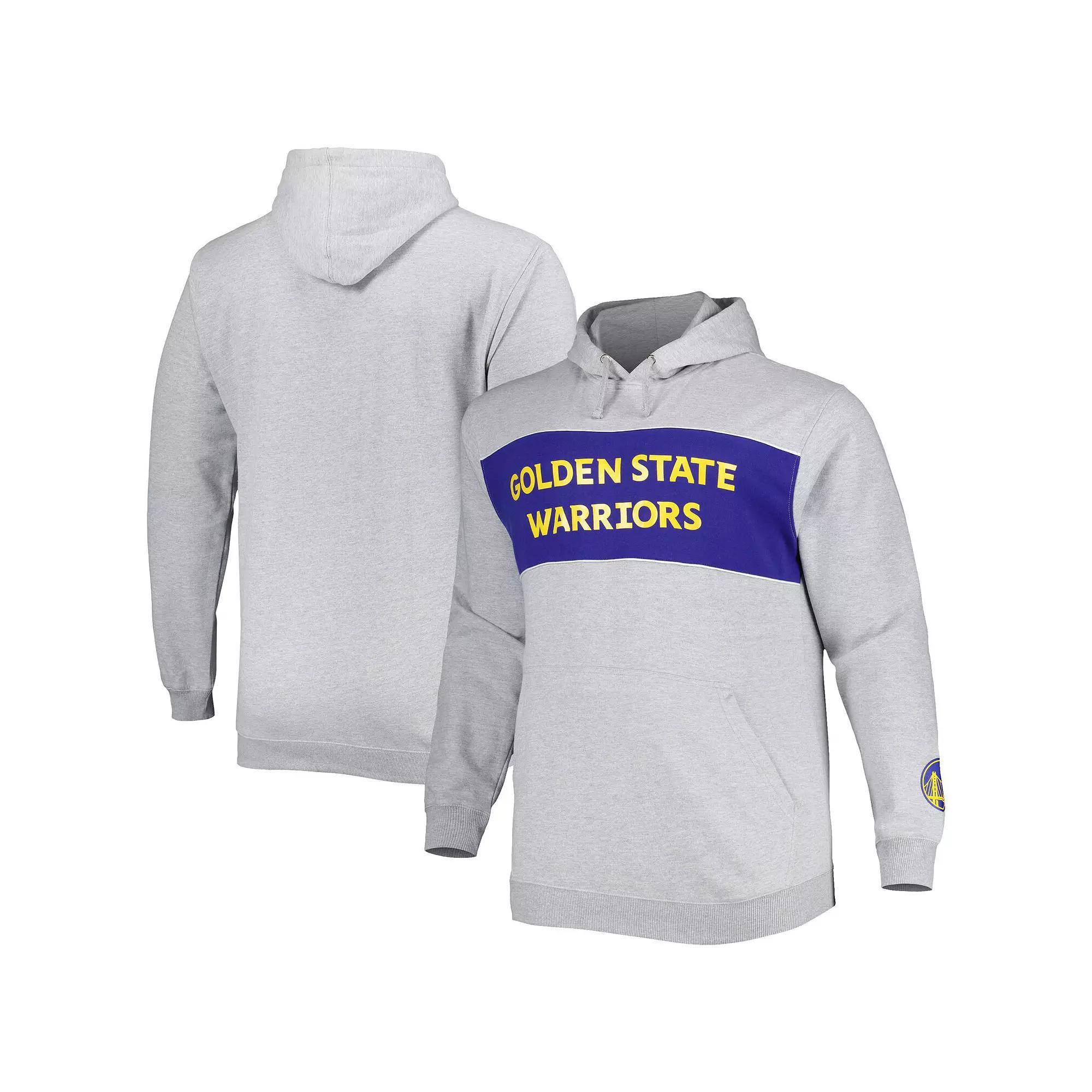 Men's Fanatics Branded Heather Gray Golden State Warriors Big & Tall Wordmark Pullover Hoodie,  Product Image