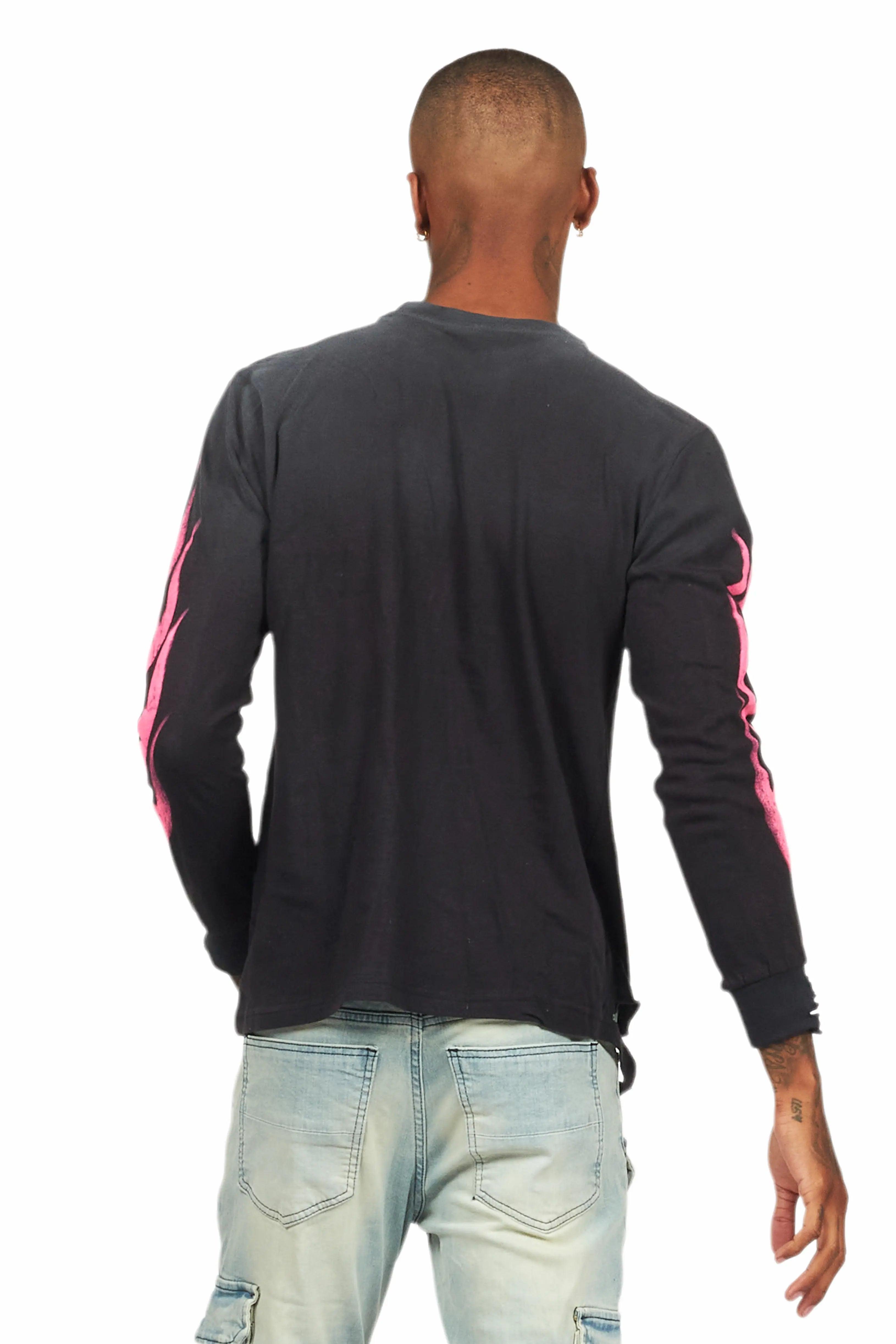 Banyan Black/Pink Long Sleeve Graphic T-Shirt Male Product Image