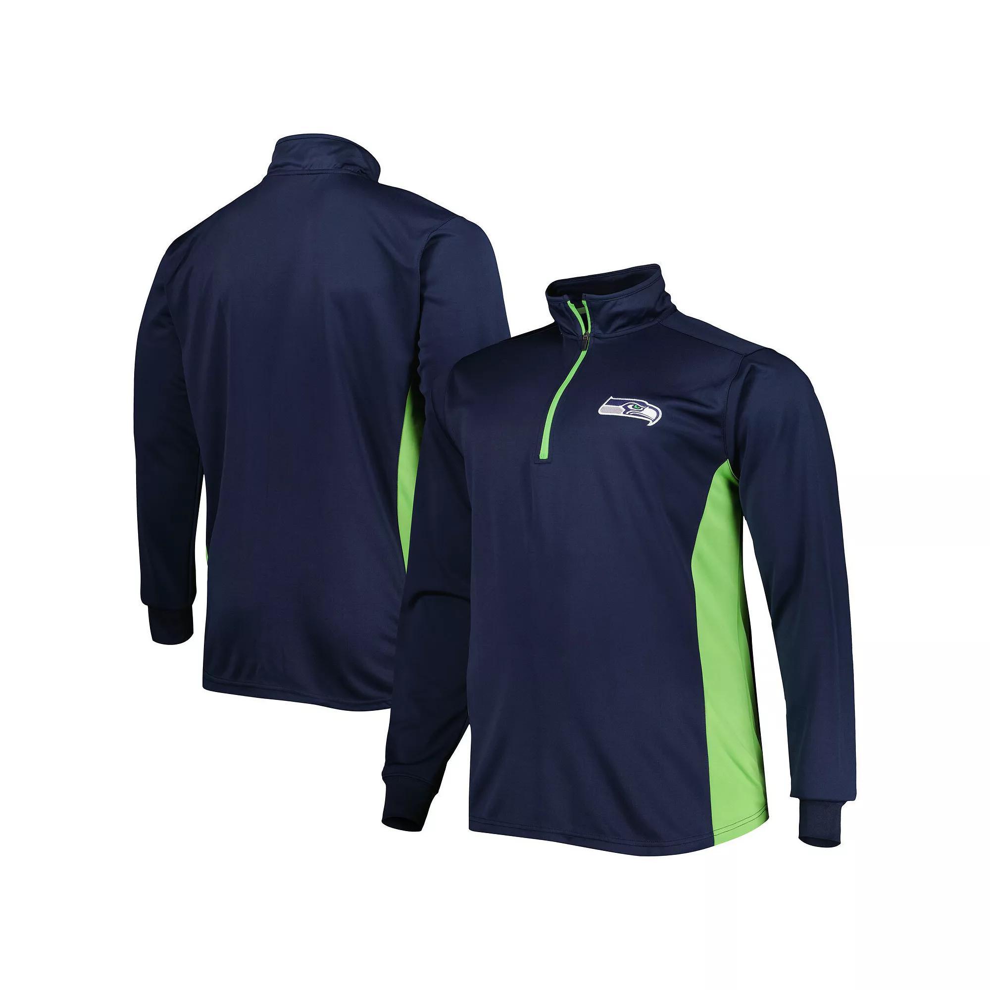 Men's College Navy Seattle Seahawks Big & Tall Quarter-Zip Top, Size: 4XB, Blue Product Image