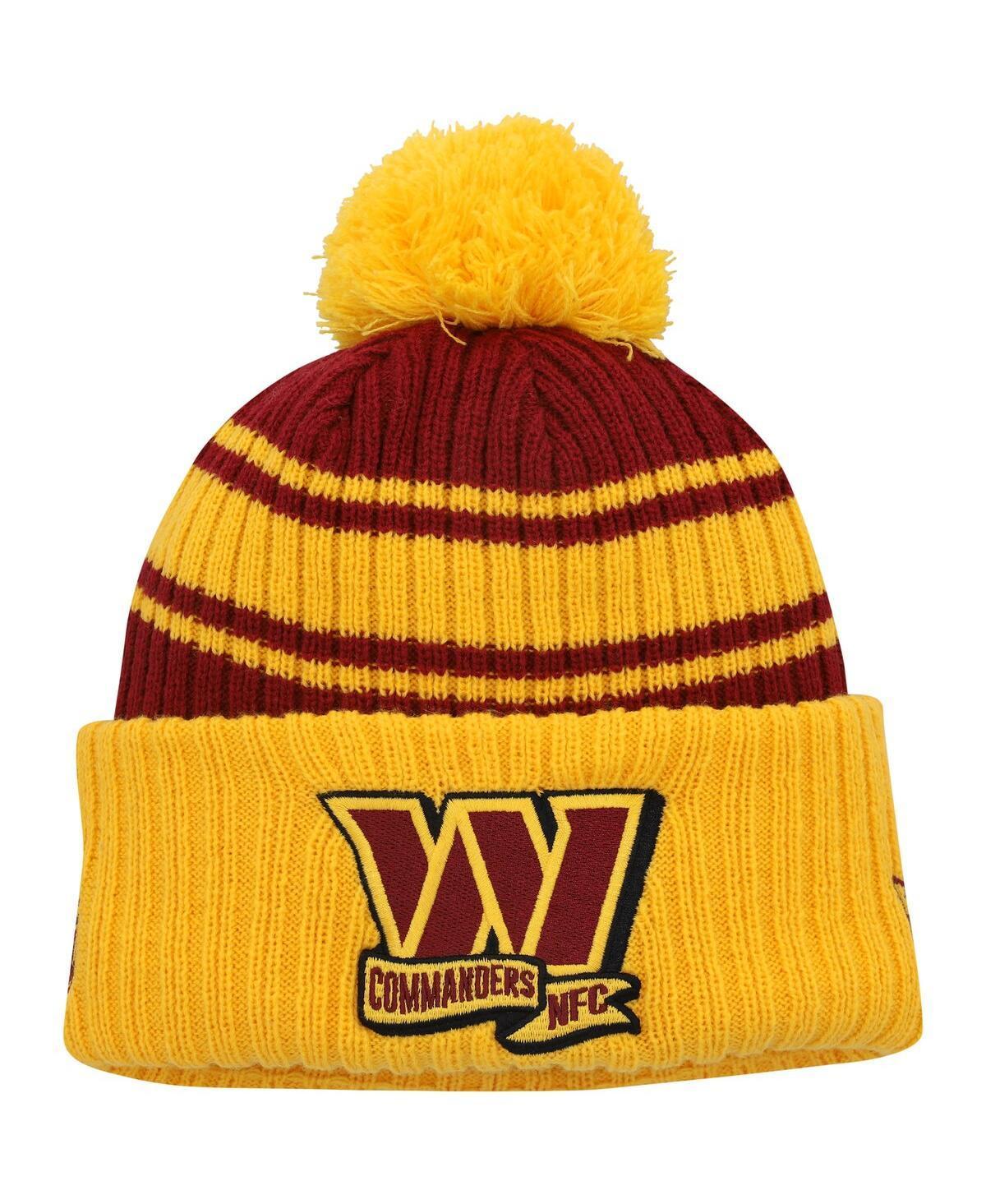 Mens 47 Gold/Burgundy Washington Commanders Stylus Cuffed Knit Hat with Pom Product Image