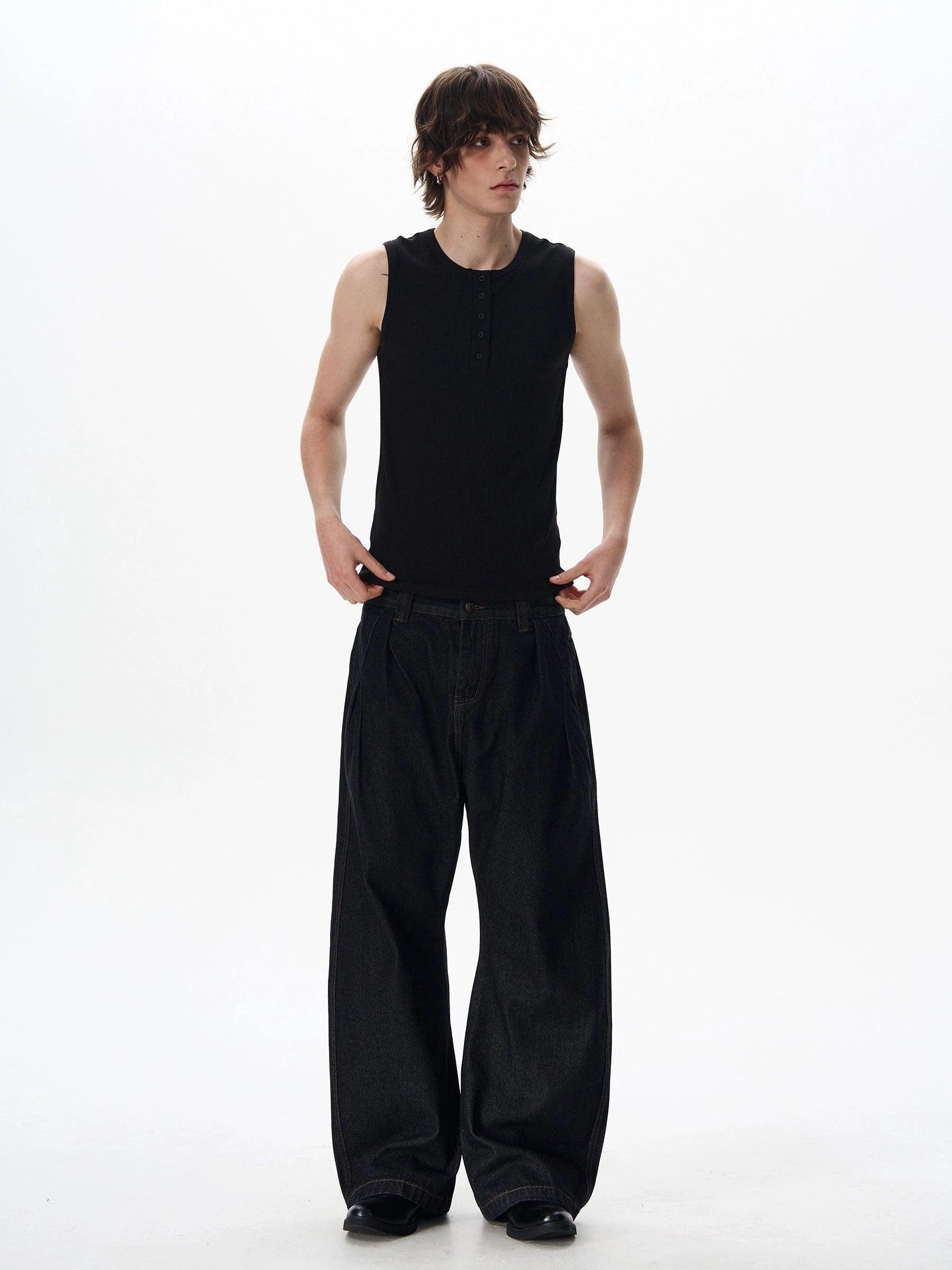 RT No. 18037 KNIT HENRY COLLAR TANK TOP Product Image