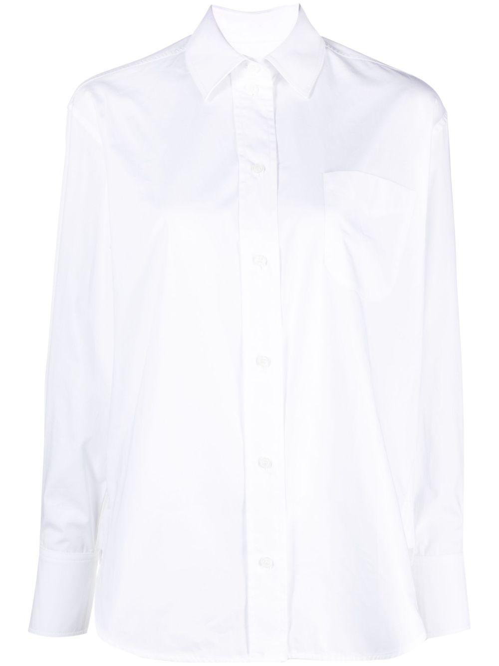 VICTORIA BECKHAM Logo-embroidered Organic Cotton Shirt In White Product Image