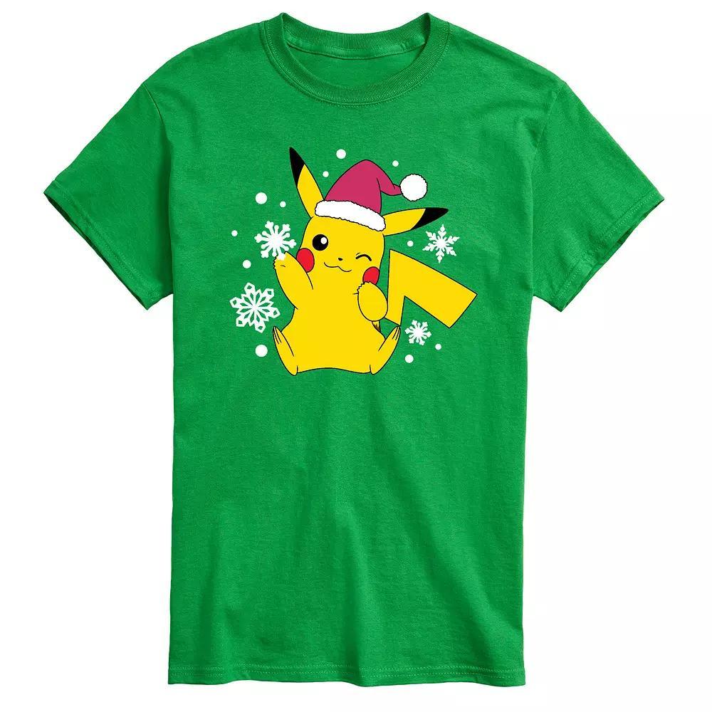 Men's Pokemon Santa Hat Snowflakes Tee,  Product Image