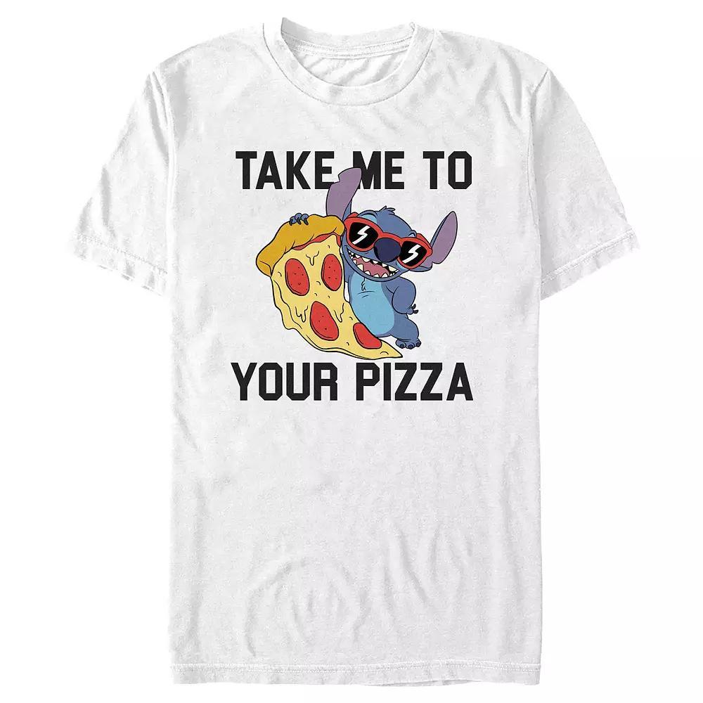Disney's Lilo & Stitch Take Me To Your Pizza Men's Graphic Tee, Size: Medium, White Product Image