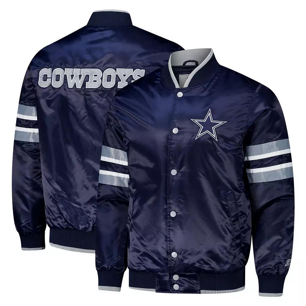 Men's Starter Navy Dallas Cowboys Scout I Full-Snap Varsity Jacket,  Product Image