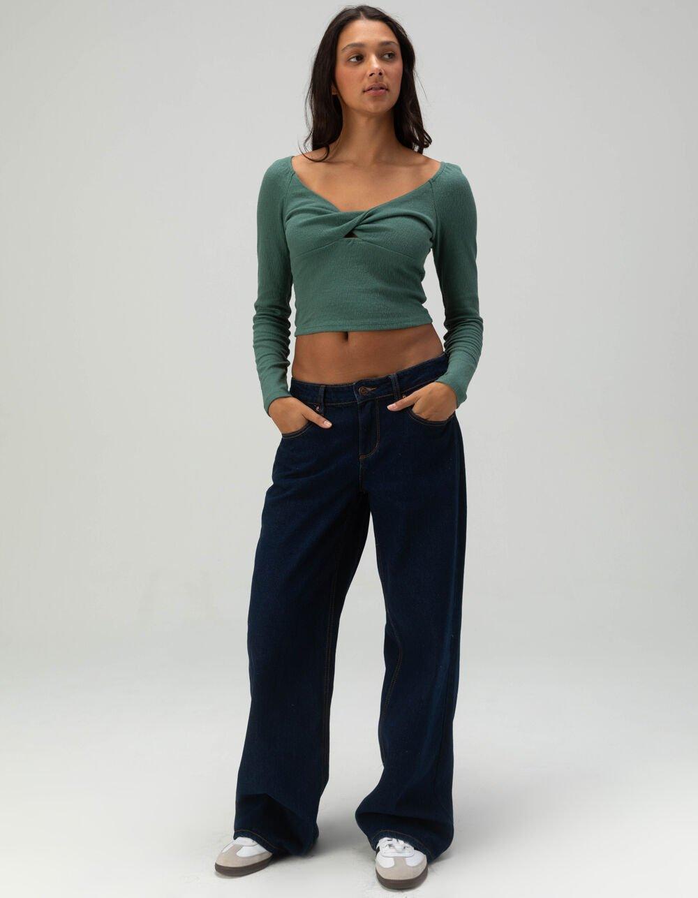 O'NEILL Kristin Twist Knit Womens Long Sleeve Top - JADE Product Image