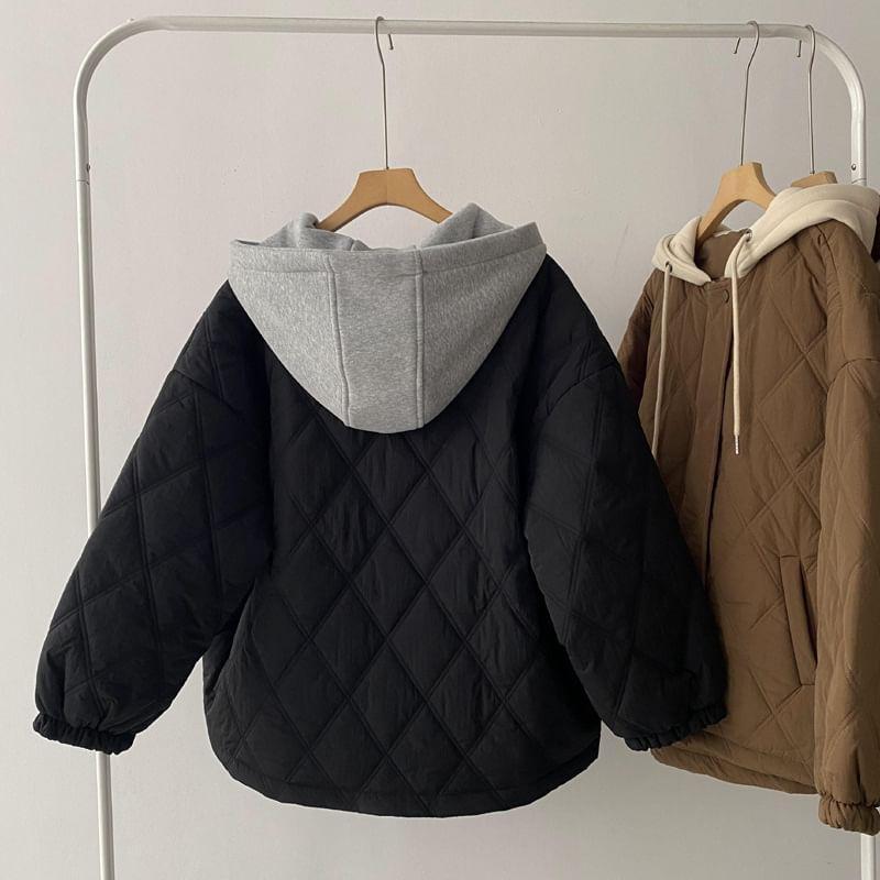 Hooded Quilted Zip Jacket Product Image